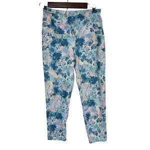 Gaiam Pastel Blue Floral High-Rise Pocket Leggings‎ 21” Inseam Gym Size Medium